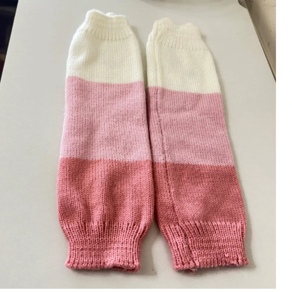Unicorn Knit Leg Warmers Girls Toddler Pink Cream Colorblock Embroidered Horn‎